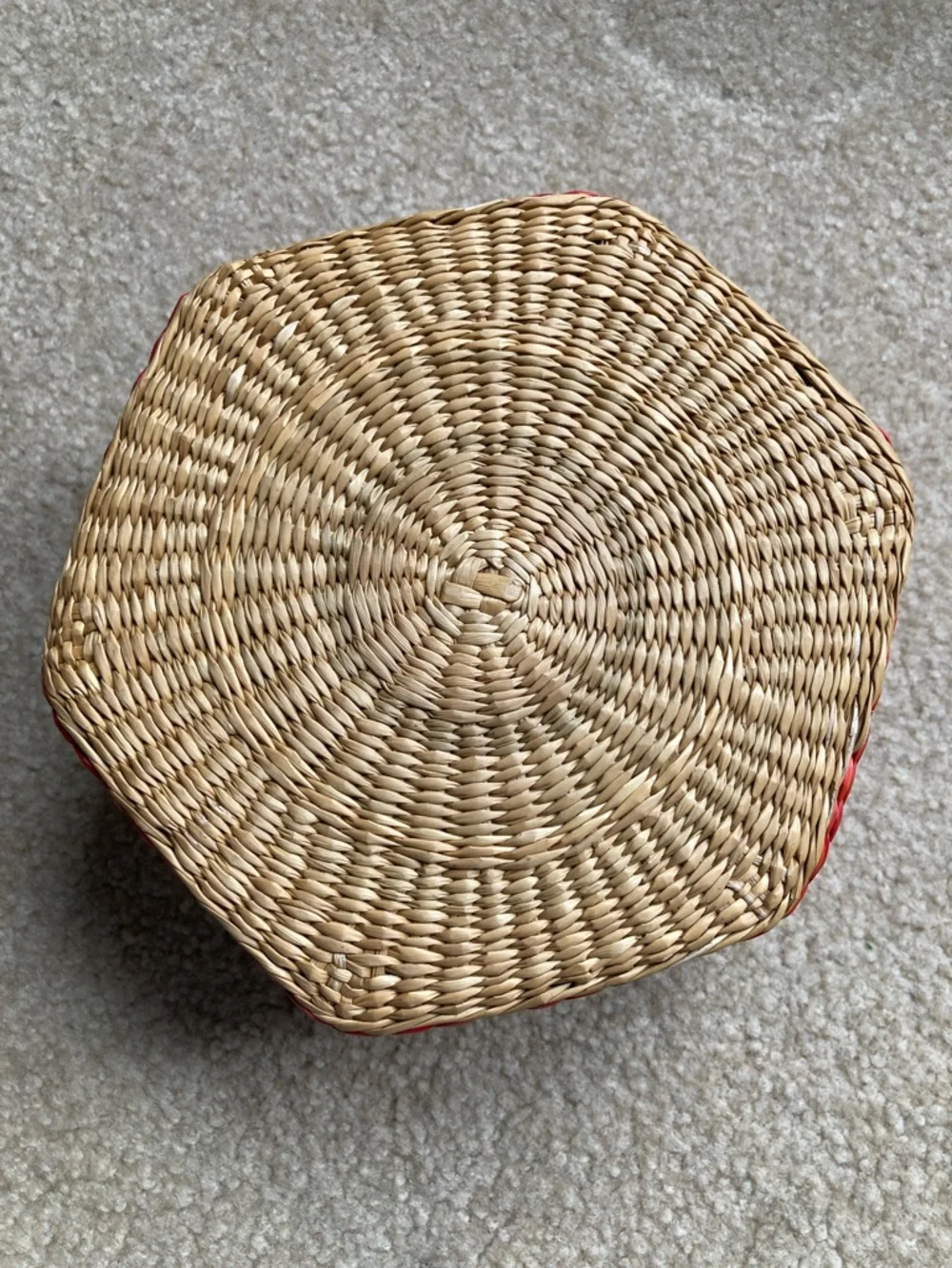 Handwoven Sweetgrass Hexagon Decorative Basket